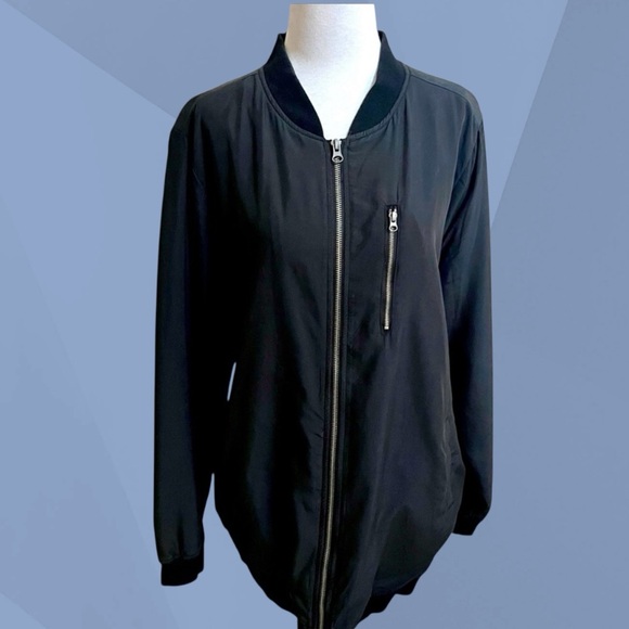 Max Jeans Jackets & Blazers - Max Jeans Black Lightweight Bomber Jacket Minimalist Unisex Size Large